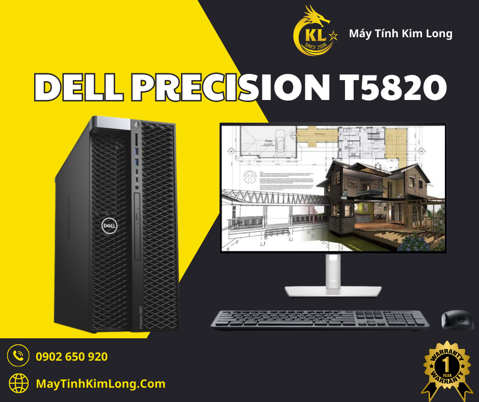 Máy trạm Dell Precision T5820/W-2133/Ram 16GB/SSD 500GB/HDD 1TB/VGA RTX 3050 6GB - Cấu hình 2
